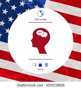 Man silhouette with symbol of Chat