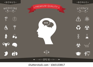 Man silhouette with symbol of Chat