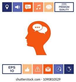 Man silhouette with symbol of Chat