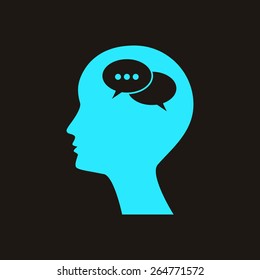 Man silhouette with symbol of Chat.