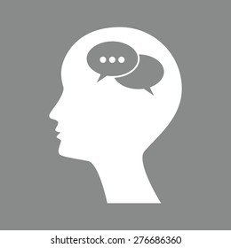 Man silhouette with symbol of Chat.
