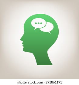 Man silhouette with symbol of Chat.