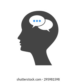 Man silhouette with symbol of Chat.