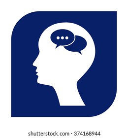 Man silhouette with symbol of Chat.