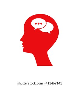 Man silhouette with symbol of Chat.