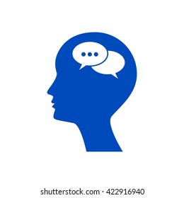 Man silhouette with symbol of Chat.