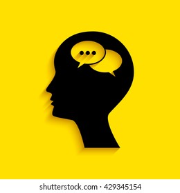 Man silhouette with symbol of Chat.