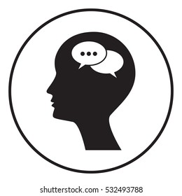 Man silhouette with symbol of Chat