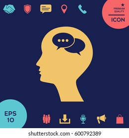 Man silhouette with symbol of Chat