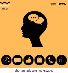 Man silhouette with symbol of Chat