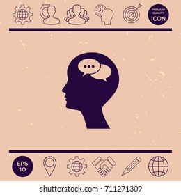 Man silhouette with symbol of Chat