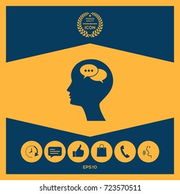 Man silhouette with symbol of Chat