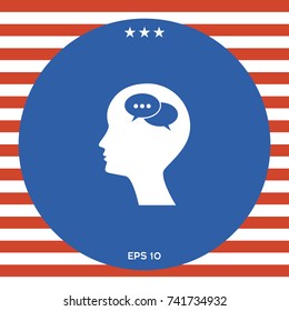 Man silhouette with symbol of Chat