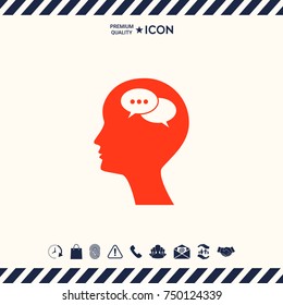 Man silhouette with symbol of Chat
