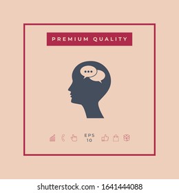 Man silhouette with symbol of Chat. Graphic elements for your design