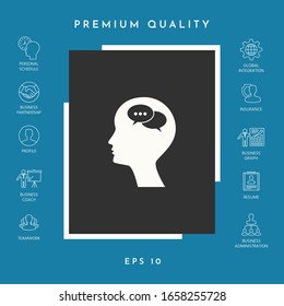 Man silhouette with symbol of Chat. Graphic elements for your design