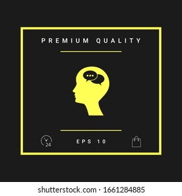 Man silhouette with symbol of Chat. Graphic elements for your design