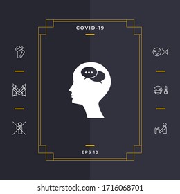 Man silhouette with symbol of Chat. Graphic elements for your design