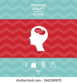 Man silhouette with symbol of Chat. Graphic elements for your design