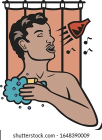 Mannsilhouette unter Dusche 