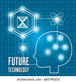 man silhouette with technology circuits
