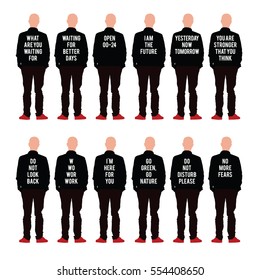 man silhouette with text on beck design illustration on white