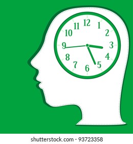 Man silhouette thinking about time. background vector