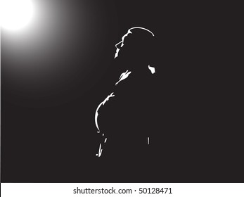 man silhouette under moonlight