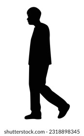 Vector de silueta de hombre sobre fondo blanco, personas en blanco y negro, ilustración para contenido creativo.