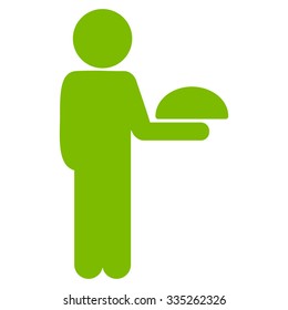 Man Silhouette Waiter vector icon. Style is flat symbol, eco green color, rounded angles, white background.