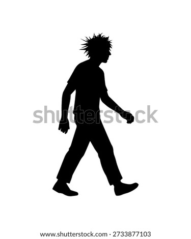 Man silhouette walking with messy tangled hair