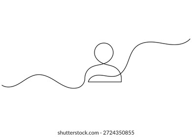 Mann Silhouette mit Wellenlinie Fließvektor