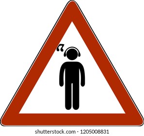 Man silhouettes listening to music against white background.