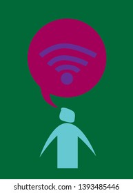 Man Silhouettes, Vector Illustration Social Media Symbols, Colorful Background, Marketing, Influencer