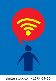 Man Silhouettes, Vector Illustration Social Media Symbols, Colorful Background, Marketing, Influencer