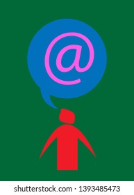 Man Silhouettes, Vector Illustration Social Media Symbols, Colorful Background, Marketing, Influencer