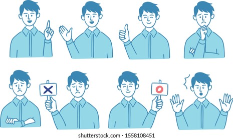 man simple illustration gesture set