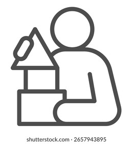 Homem e formas simples ícone de linha, conceito de saúde mental. Gráficos vetoriais. Jogo de teste de fazer link lógico, sinal de psicologia no fundo branco, ícone de estilo de contorno para design móvel ou web