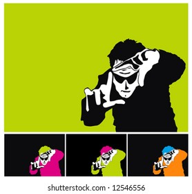 Man simulating photo with their hands - vector