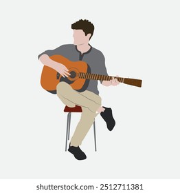 A man sing with his guitar vector isolated on white background