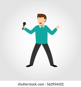 Man Singer Character Design Vector. Cartoon Style 