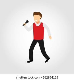 Man Singer Character Design Vector. Cartoon Style 