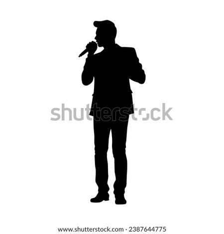 Man singer silhouette, man singing on mic, singer singing silhouette, vocalist singing to microphone