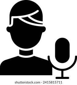 Man Singer solid and glyph vector illustration