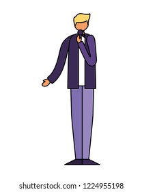 man singer standing with microphone