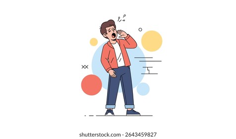 Um homem está cantando com todo o seu coração e alma para o mundo