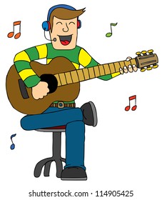 Man Singing with Guitar
