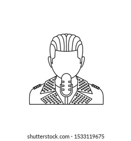 Man singing into microphone. Karaoke signer illustration