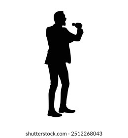 a man is singing into a microphone and the words  the word  on the bottom. a man singing into a microphone with a microphone in his hand.