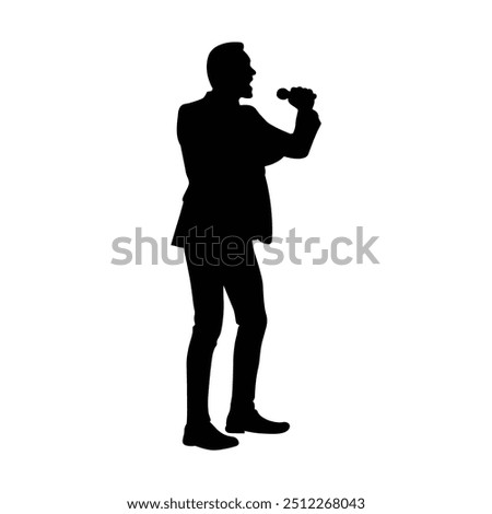 a man is singing into a microphone and the words  the word  on the bottom. a man singing into a microphone with a microphone in his hand.